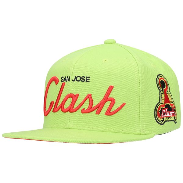 men8217s san jose clash mitchell amp ness green historic logo since 821796 foundation script snapback hat | LAFC Jerseys & MLS Apparel | Best Fan Merchandise