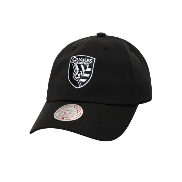 men8217s san jose earthquakes mitchell amp ness black perfect strapback adjustable hat | LAFC Jerseys & MLS Apparel | Best Fan Merchandise