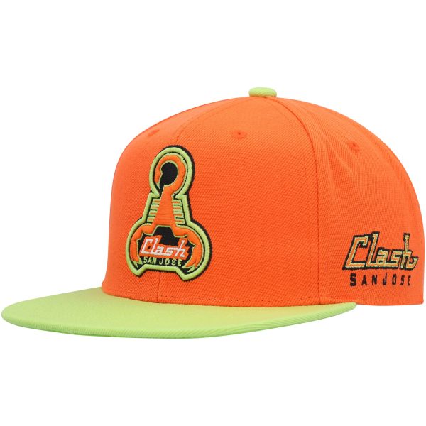 men8217s san jose earthquakes mitchell amp ness orange throwback logo snapback hat | LAFC Jerseys & MLS Apparel | Best Fan Merchandise